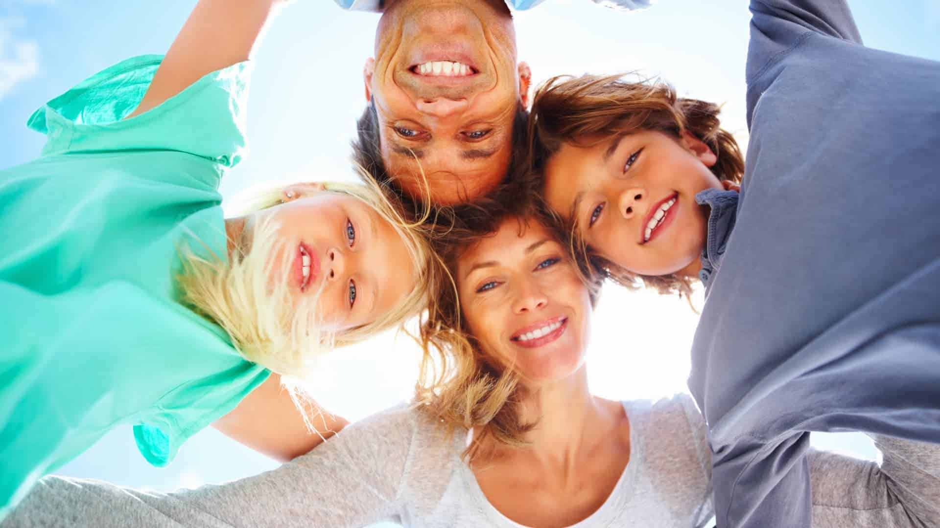 Family with heads in a circle