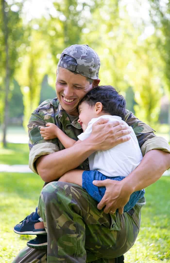 Military Father with son